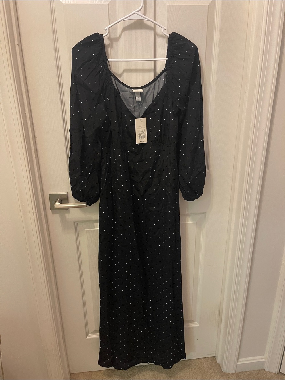 a new day Black Maxi Dress with White Polka Dots